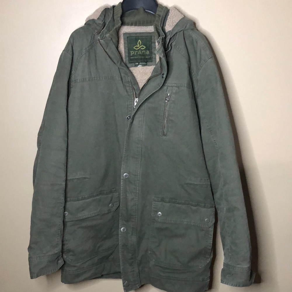Prana military utility jacket with fleece lining